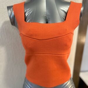 Listicle Square-Neck Knit Tank Top - Orange